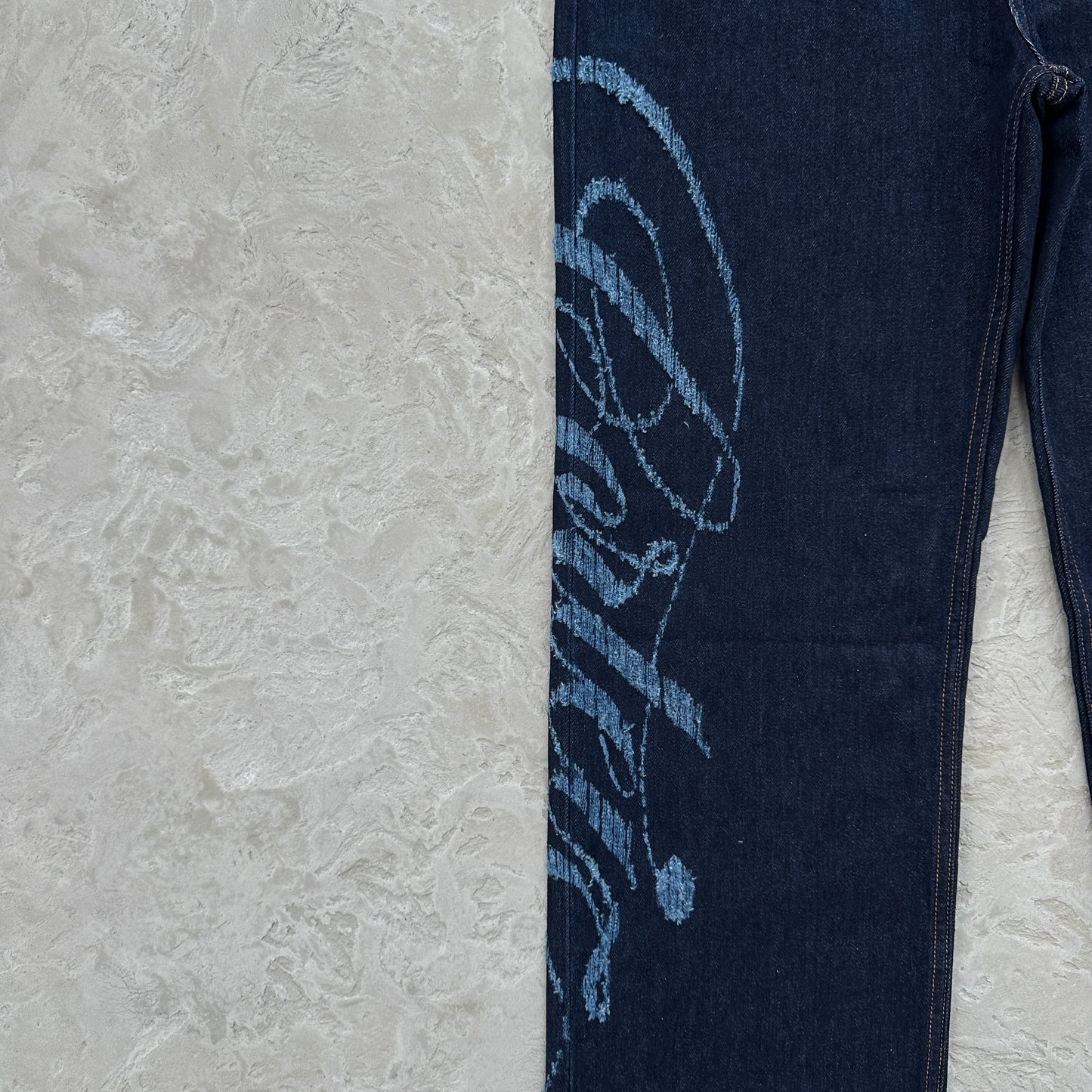 Corteiz Frayed Denim Baggy Jeans Indigo