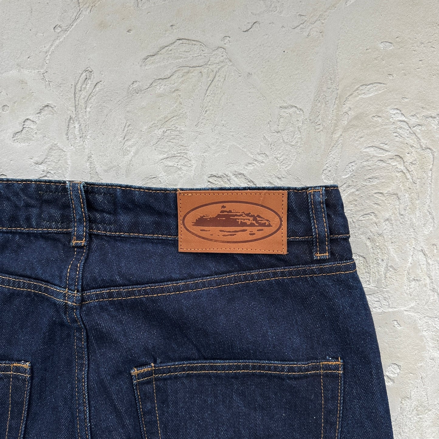 Corteiz Frayed Denim Baggy Jeans Indigo