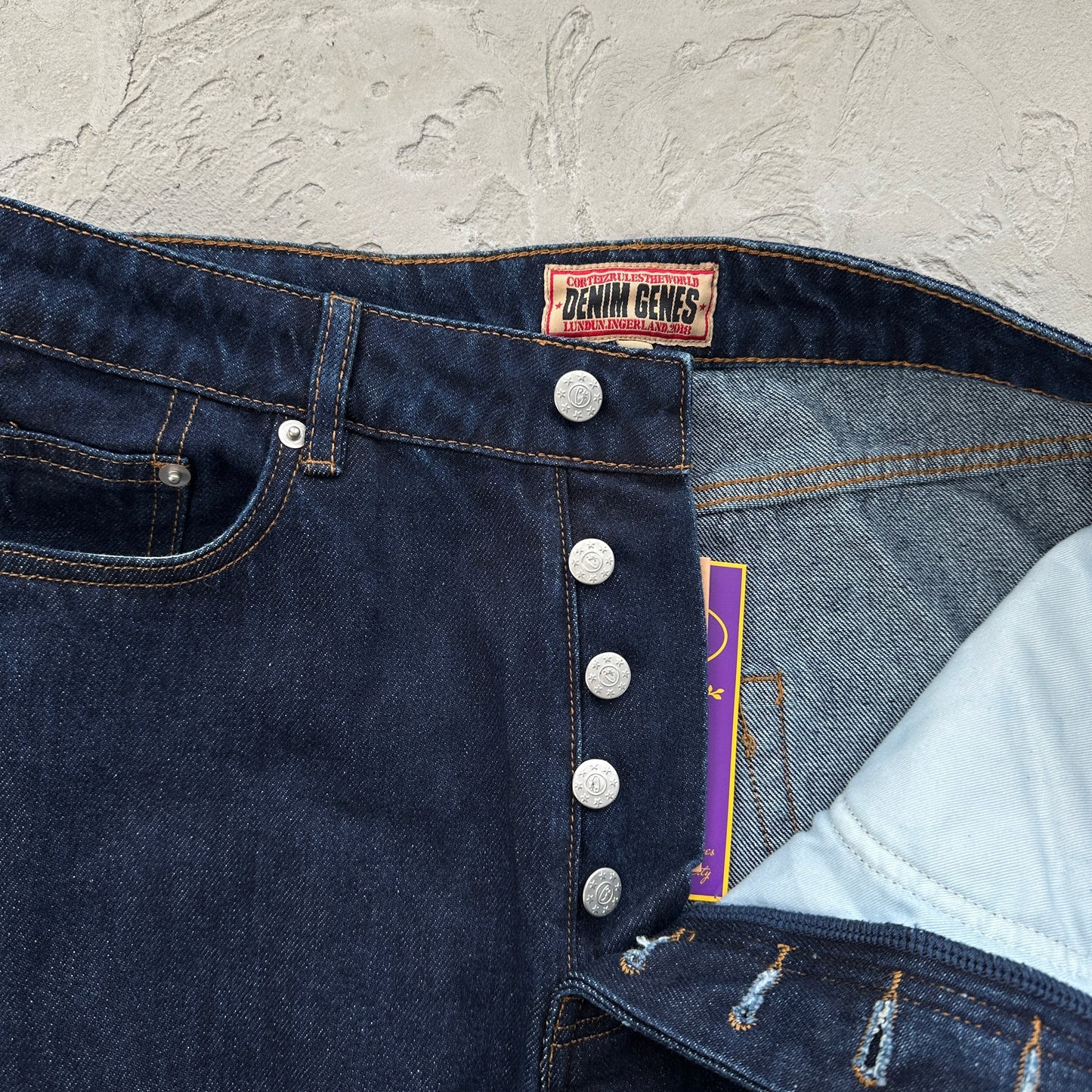 Corteiz Frayed Denim Baggy Jeans Indigo