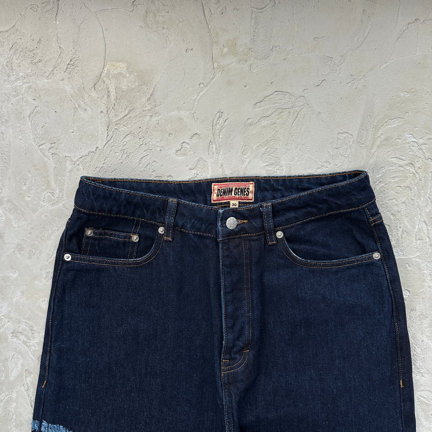 Corteiz Frayed Denim Baggy Jeans Indigo