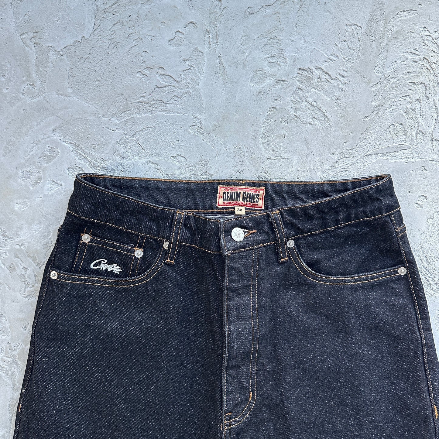 Corteiz Dual Stripe Baggy Jeans 'Black Wash'