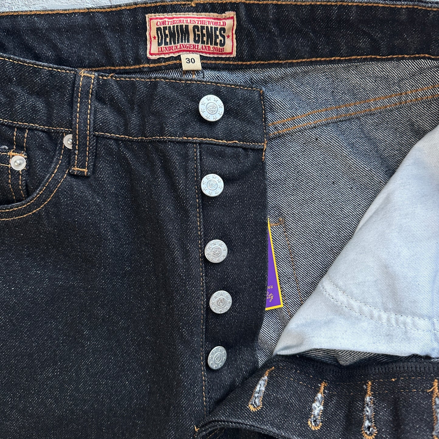 Corteiz Dual Stripe Baggy Jeans 'Black Wash'