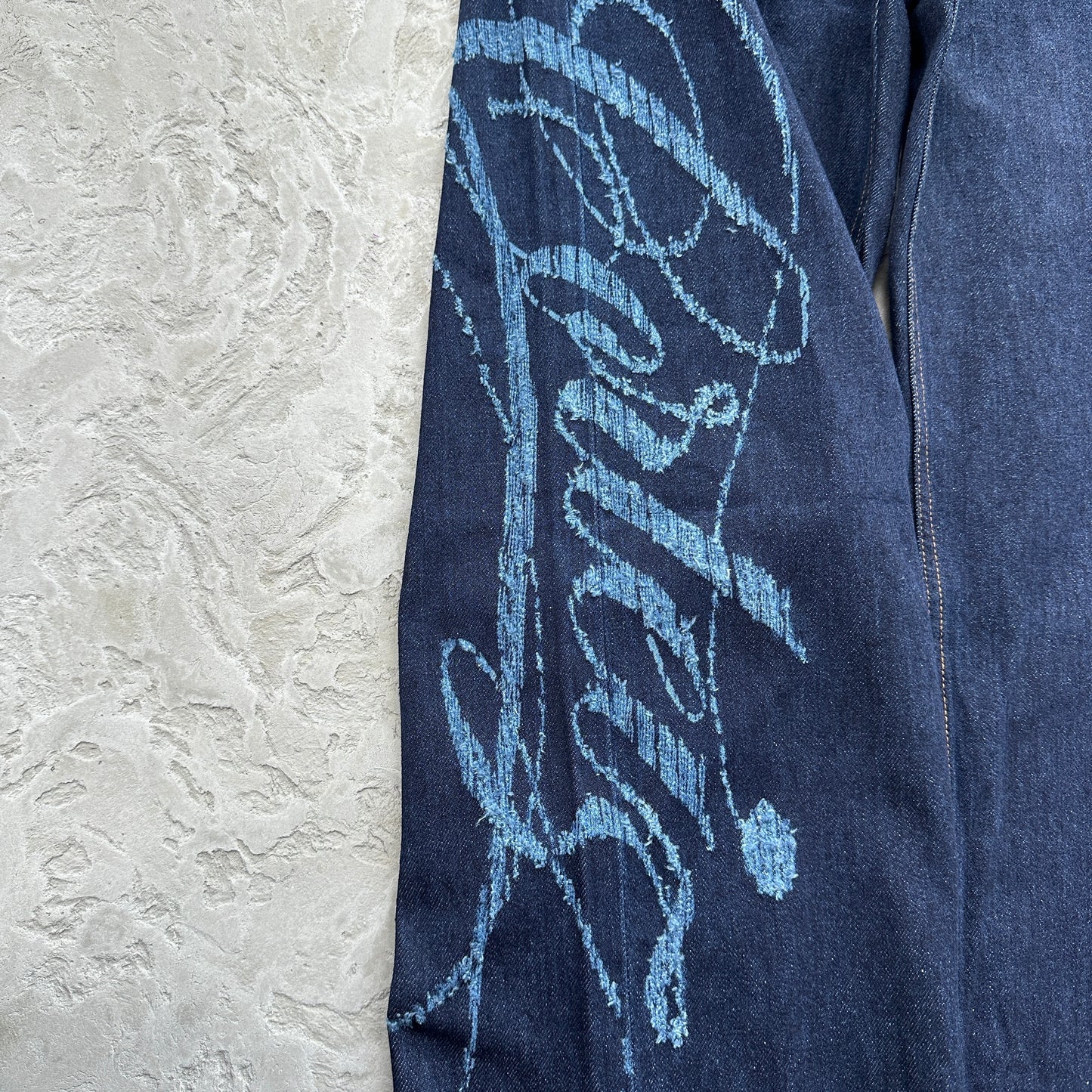 Corteiz Frayed Denim Baggy Jeans Indigo