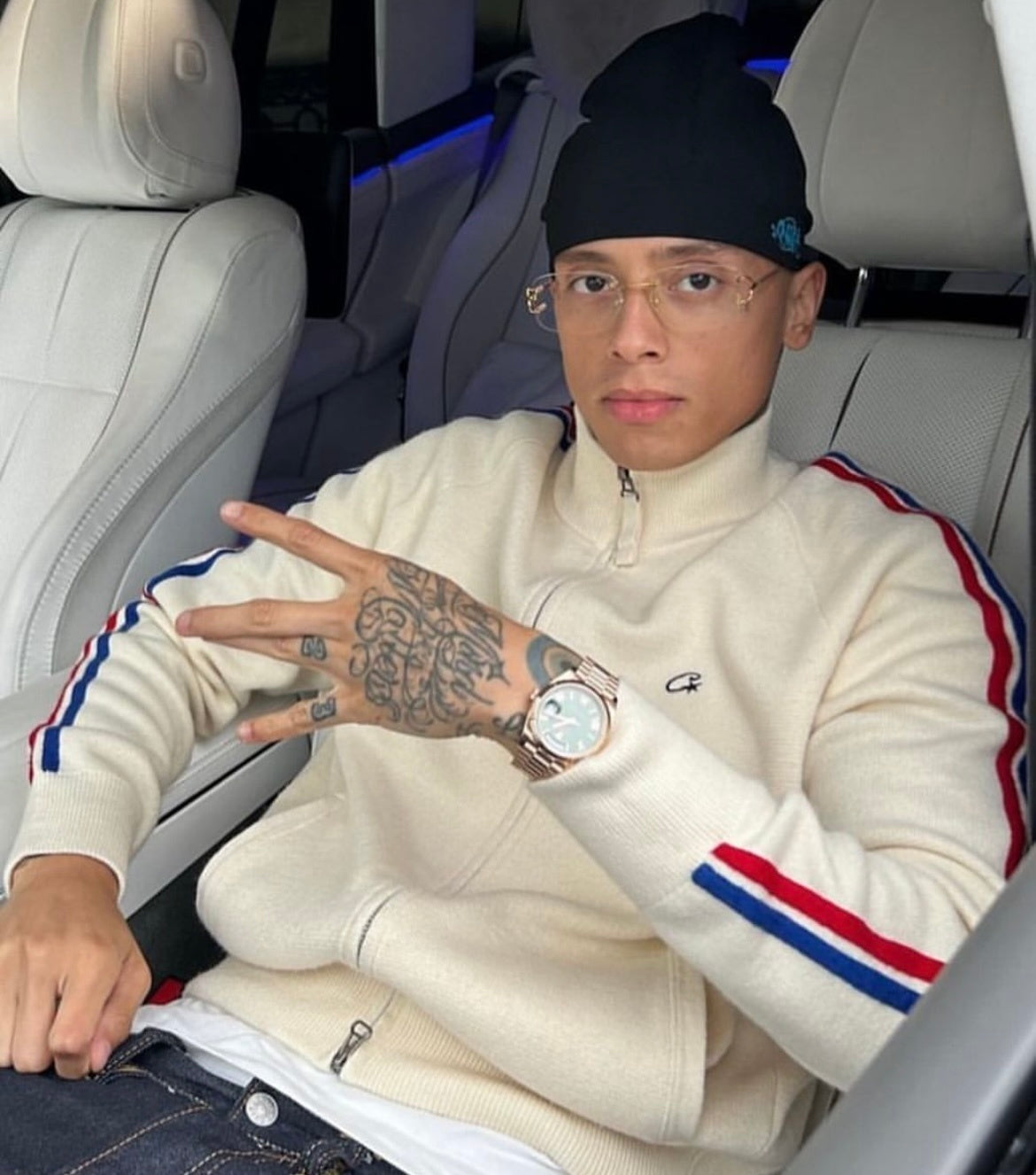 Corteiz Knit Zip Up Fleece Cream