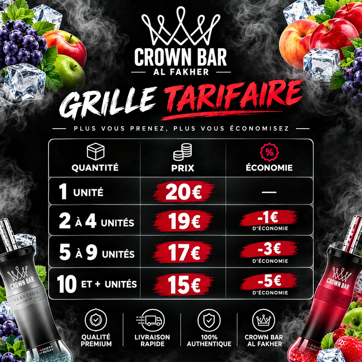 Chicha Electronique Al Fakher Crown Bar 60k 60000 bouffées