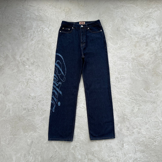 Corteiz Frayed Denim Baggy Jeans Indigo